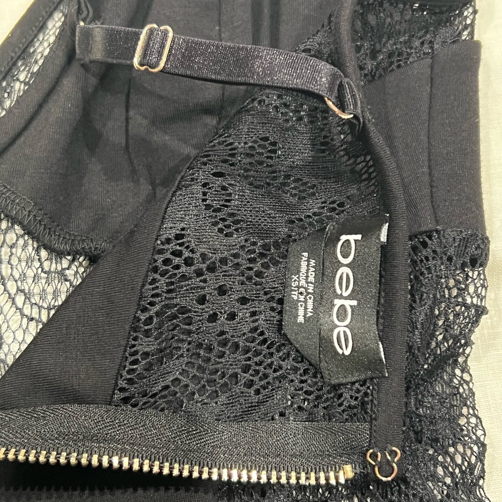NWOT Bebe Black Lace inset Plum Tank Sz Xs - Picture 5 of 6
